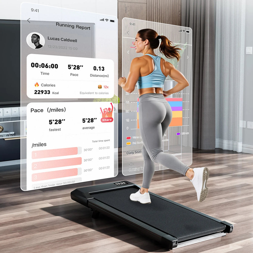 2.5 HP Foldable Under Desk Quiet Treadmill with Portable Remote Control LED Display, 300LBS Exercise Walkingpad, 6% incline