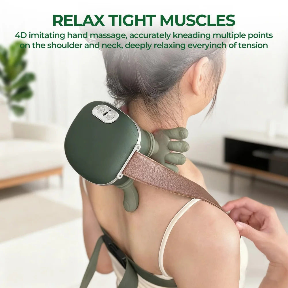 Bionic Finger Neck Shoulder Massager with Wireless 4D Kneading for Body, Back, Hand Massage with Shawl Brushless Motor