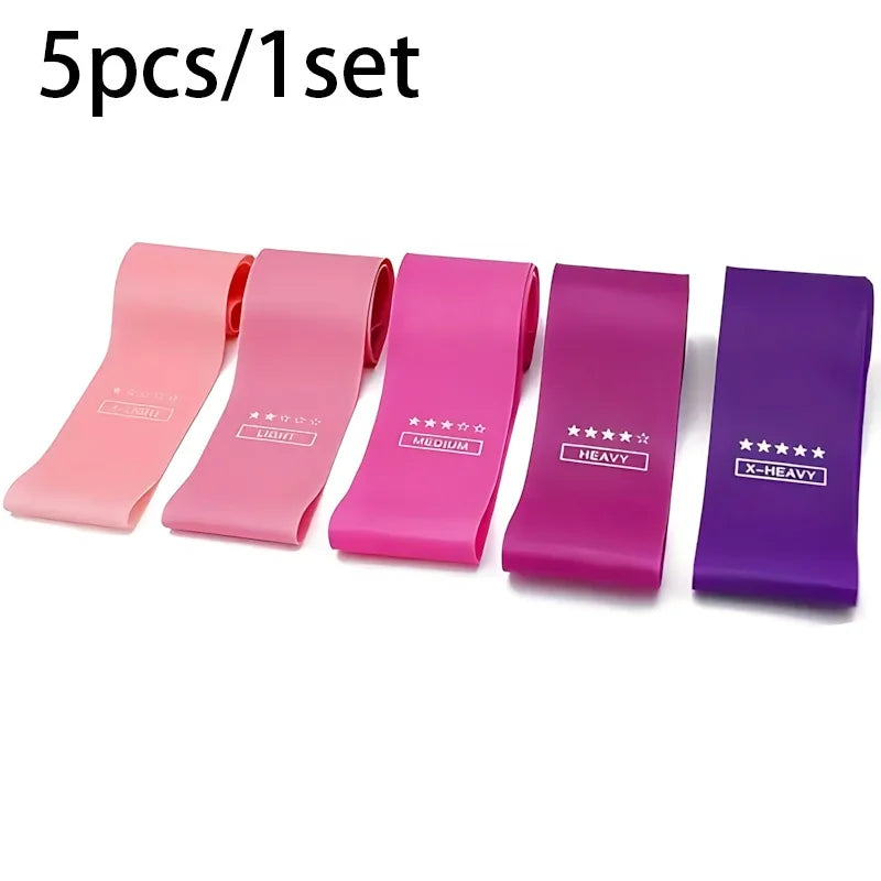 5 Piece Exercise Resistance Bands, Latex Loop Set. For Strength Training, Home and Travel