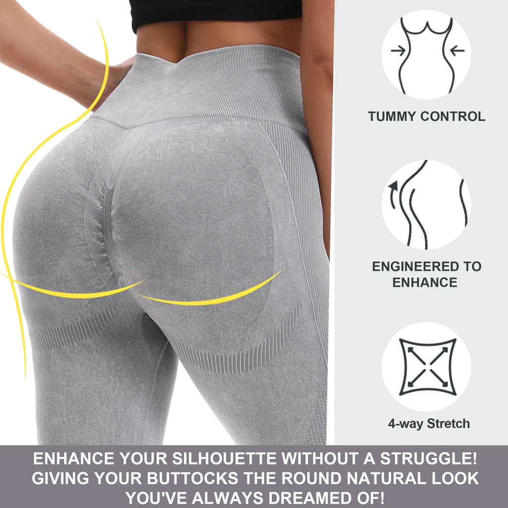 2 Pack Women's Fitness Yoga Leggings, High Waisted, Sexy, Butt Lifting, Seamless, Solid Color, and Breathable