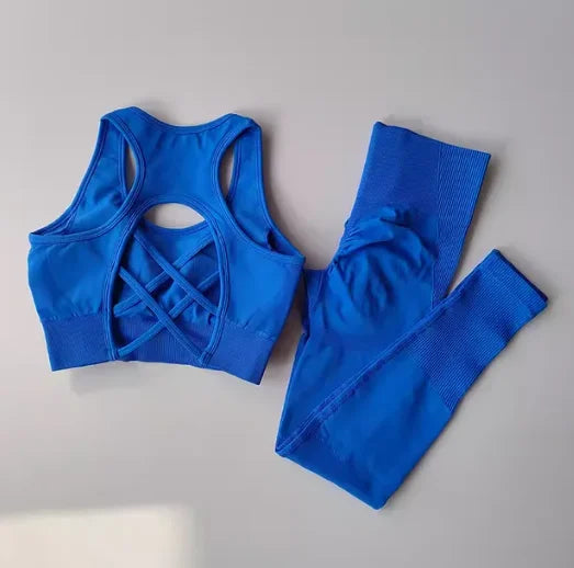 2PCS Women's Sports Bra Set, Professional Fitness Tank Top Bra, Shockproof, Running Leggings, and Yoga Suit
