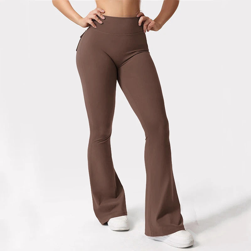 Women's Yoga Flare leggings, High-Waisted, Tummy-Control, Wide-Leg with Pockets