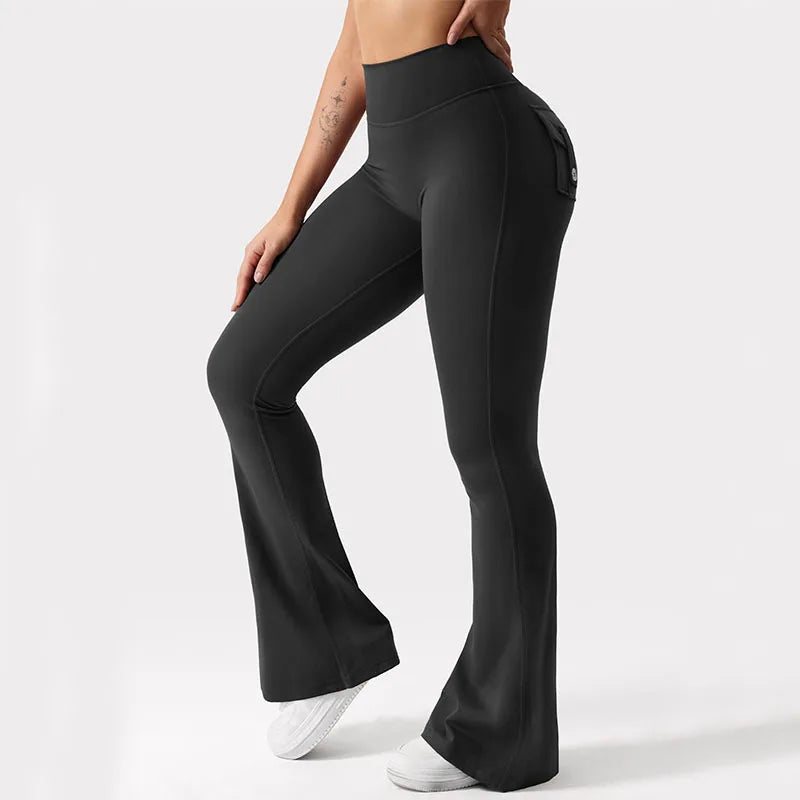 Summer Women's Cargo Pocket Fitness Tights, High-Waisted, Stretch Butt Lift, Yoga Running Pants