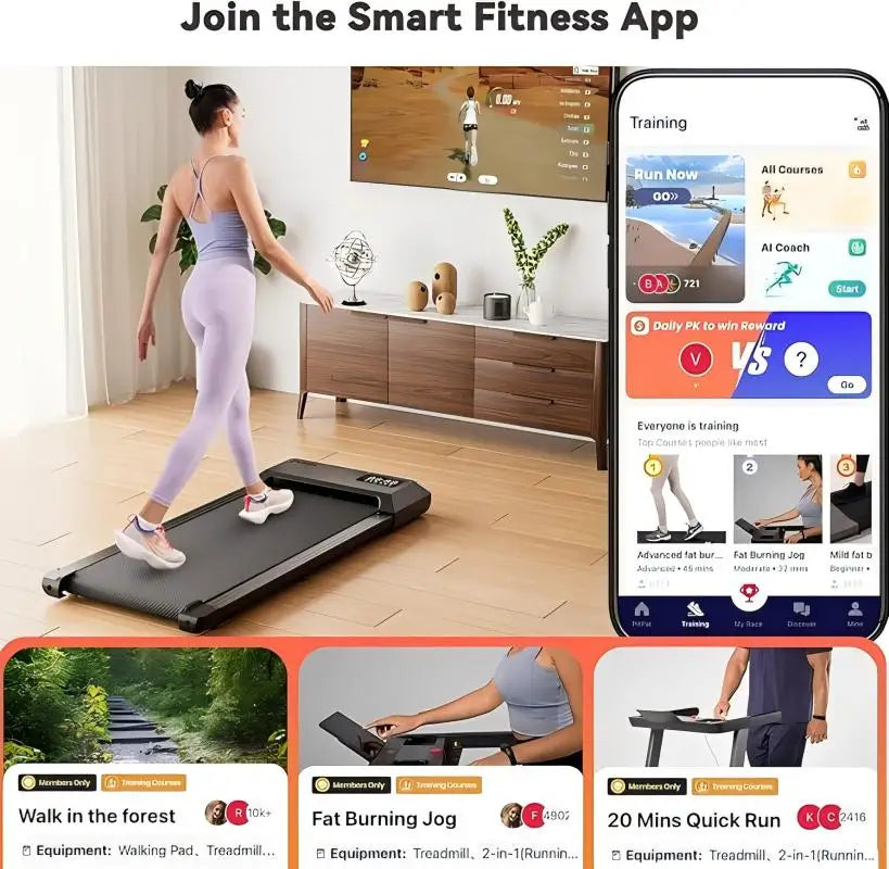 2-in-1 Home/Office 2.5 HP Walking Treadmill, for Small Spaces with APP & Remote Control