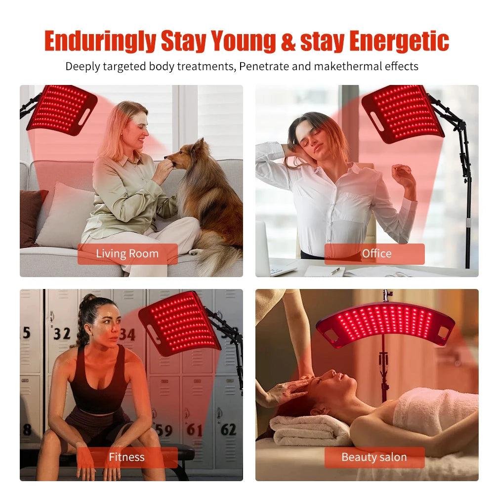Red Light Lamp For Face and Body Home Use. 660nm 850nm Near Infrared Light Panel Device with Adjustable Stand with Timer