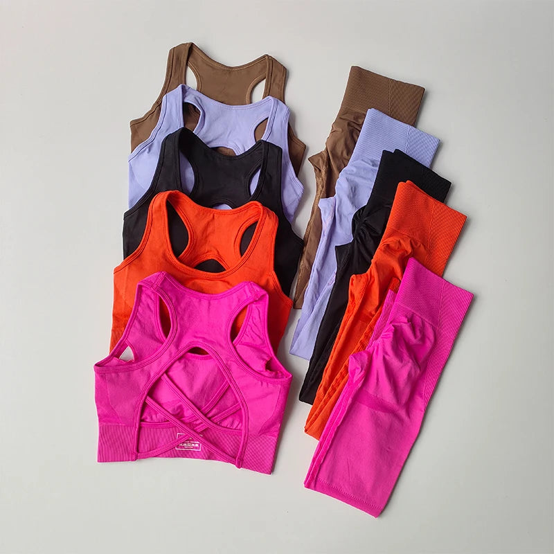 2PCS Women's Sports Bra Set, Professional Fitness Tank Top Bra, Shockproof, Running Leggings, and Yoga Suit