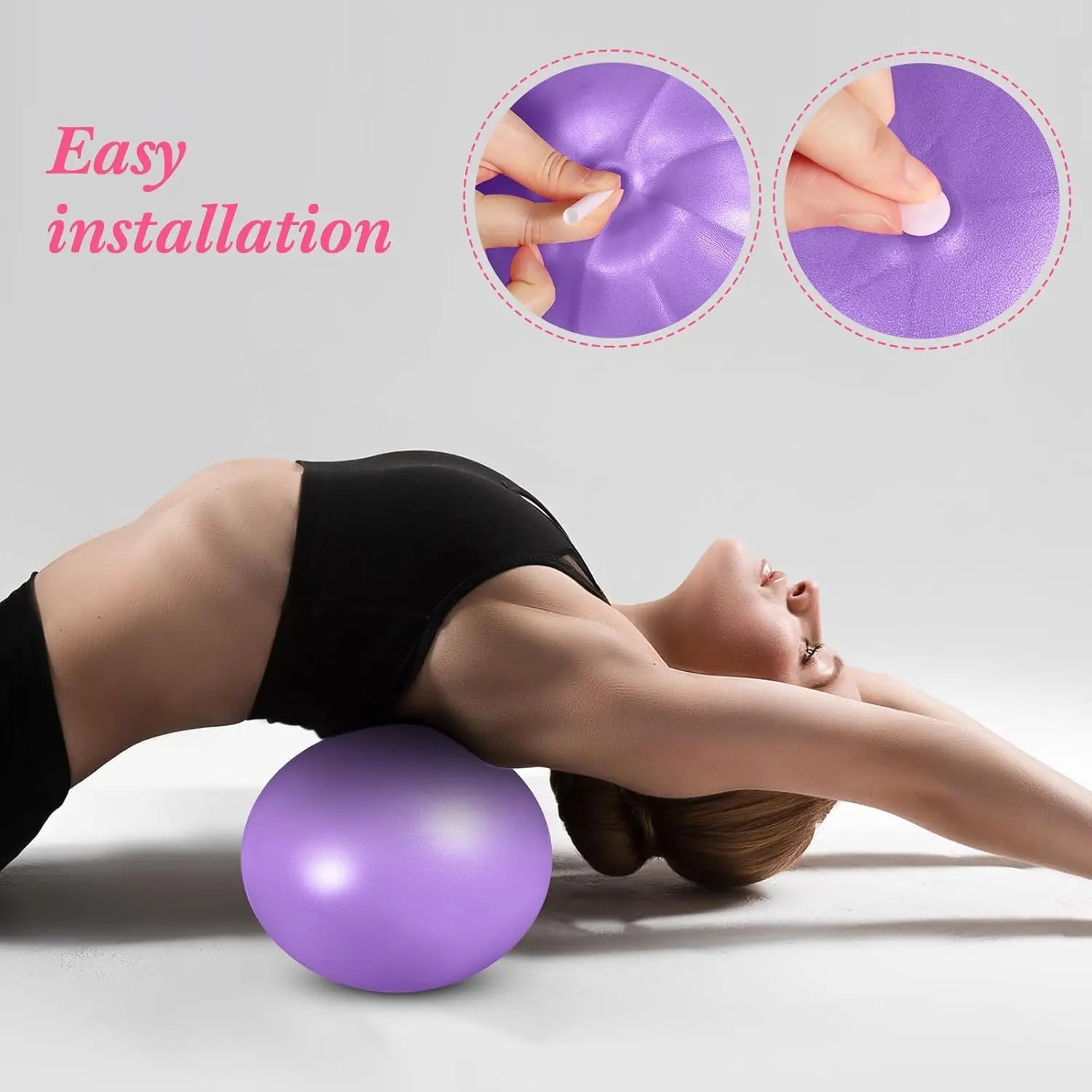 Pilates, Yoga, Stability, and Stretching Ball Kit in Pink and Purple