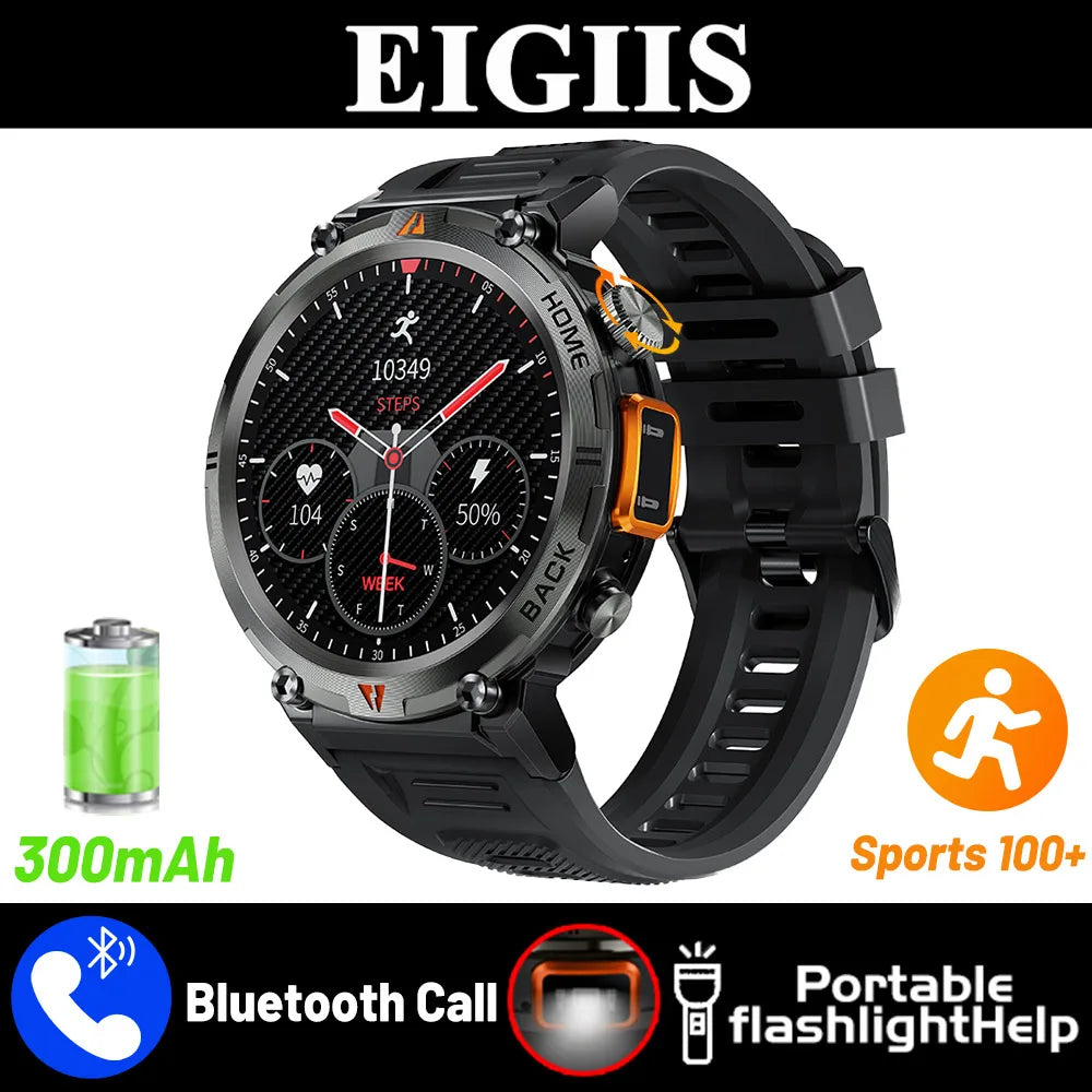 Bluetooth Smartwatch, Full Touch Screen With Health Monitor, Heart Rate, Calling, and Flashlight