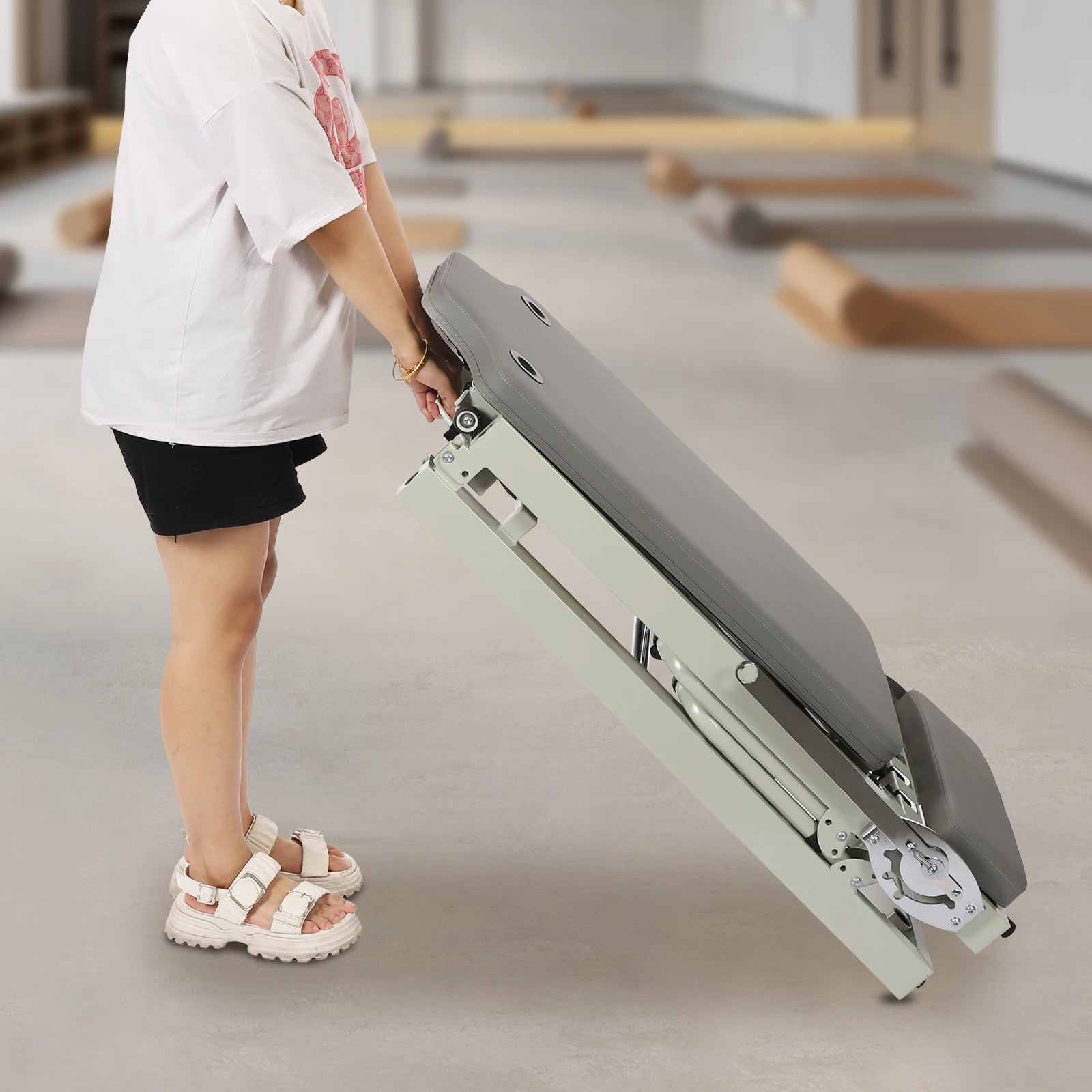 Pilates Reformer, Foldable Reformer Pilates Machine for Home Use, with Dual Resistance- Springs and Cords, Pilates Equipment