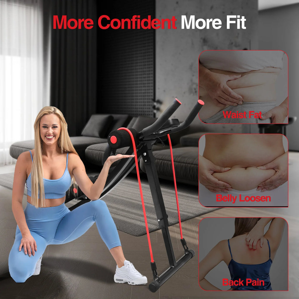 GIKPAL Foldable Ab Machine, Ab Workout Equipment for Home Gym, Core & Abdominal Trainer, Fitness Equipment, Max 440lbs LCD Display