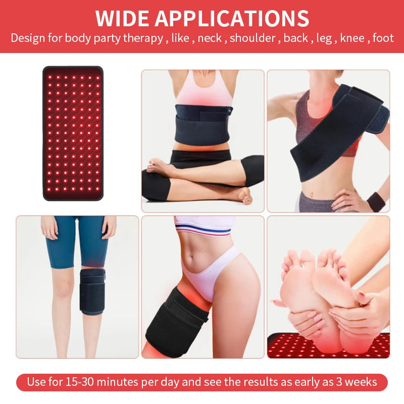 Red Light Infrared Therapy Pad for Body Pain Relief with Elastic Strap