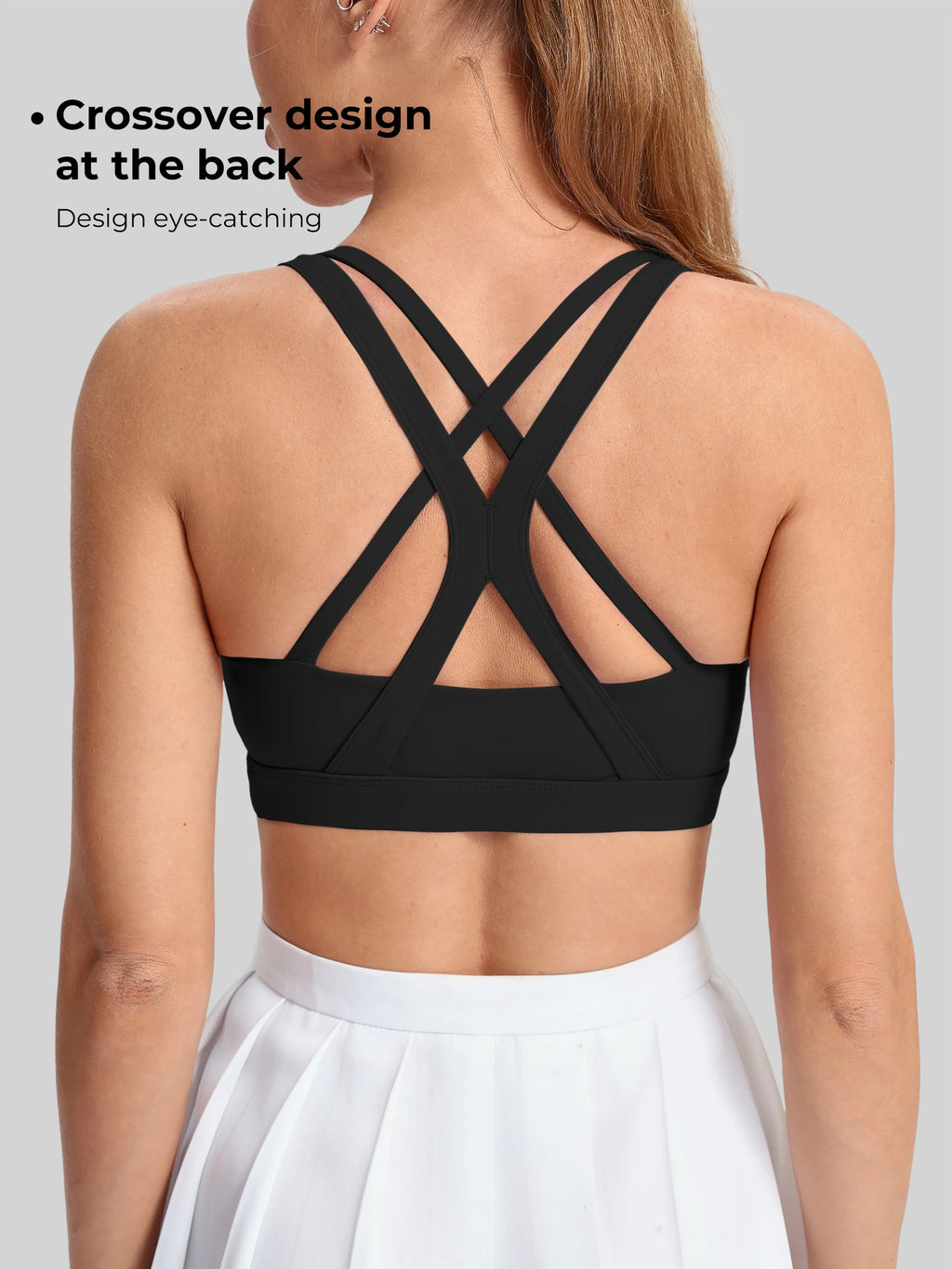 Ladies' yoga sports bra, back style, thin shoulder strap, sports vest, breathable nylon blended material