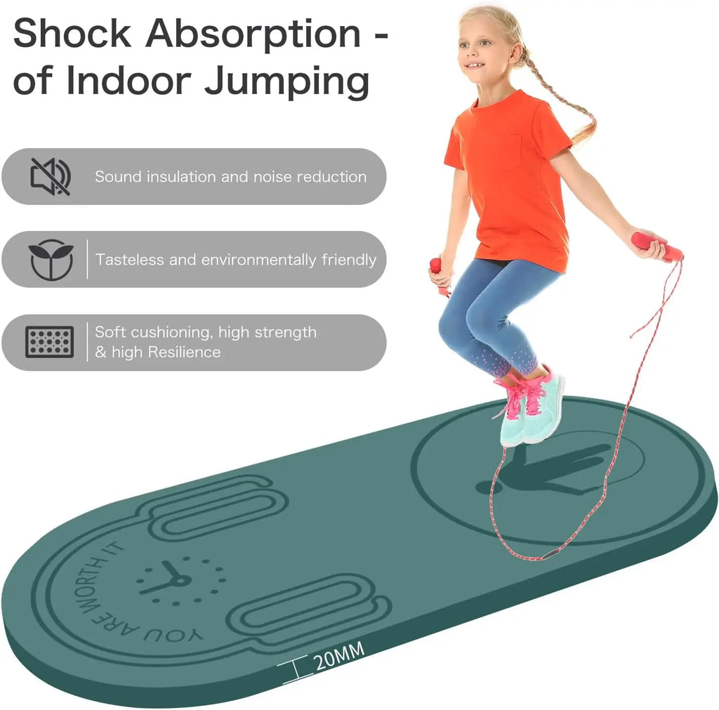 Jump Rope Exercise Mat with Non-Slip Surface Including Carrying Bag and Rope for Home Gym