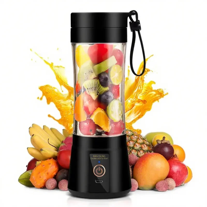 1 wireless portable electric juicer (400ml), juicing cup, vibrating screen, TYPE-C charging mini juicer (6-piece double cup)