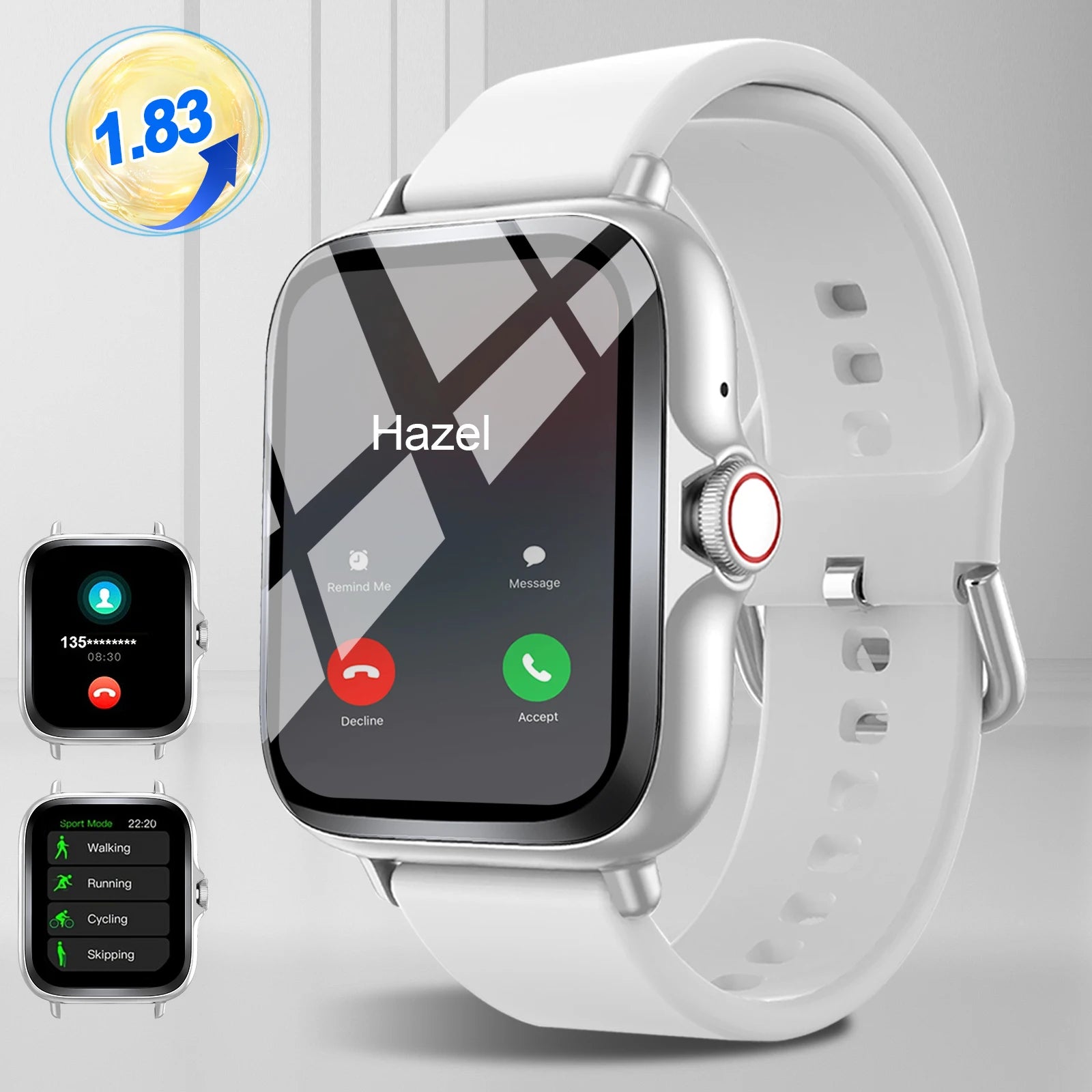 Smart watch with full touch screen, call, message reminder, music control and other functions, compatible with iPhone/android